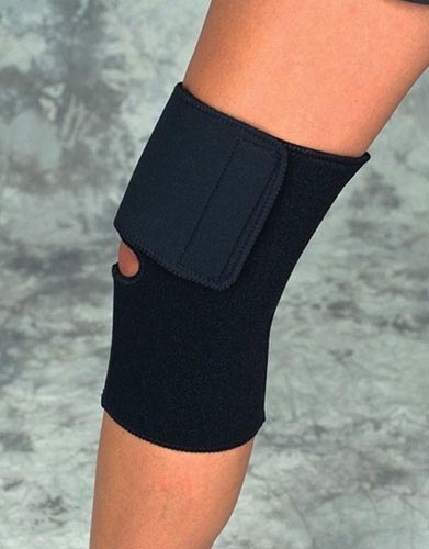 Sportaid Knee Wrap - Black Neoprene - Large 15"-17" - Adjustable Support