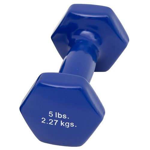 5 lb, Color Vinyl Dumbbell Weight, Ergonomic Handle, Single