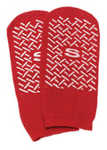 Red Slipper Socks for Kids Size 4-6 - Non-Slip Terry Cloth Hospital Socks