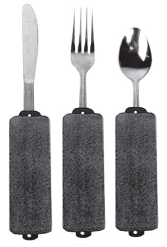 Adaptive Utensil Set - Built-Up Soft Grip Handle Teaspoon Fork and Knife
