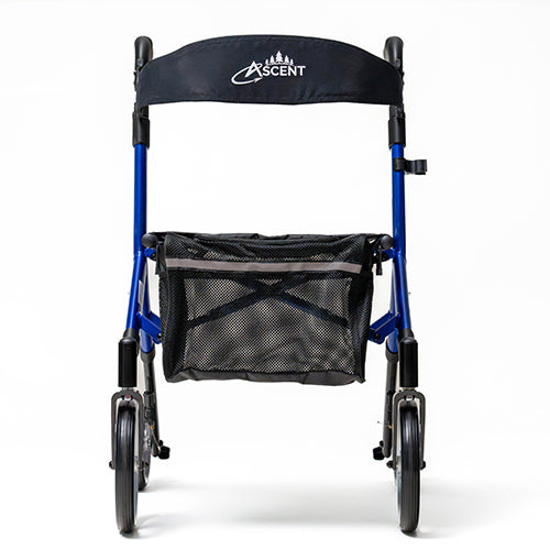 Ascent Euro-Style Rollator - Cobalt Blue - Lightweight 4-Wheel Walker with Adjustable Seat & Backrest