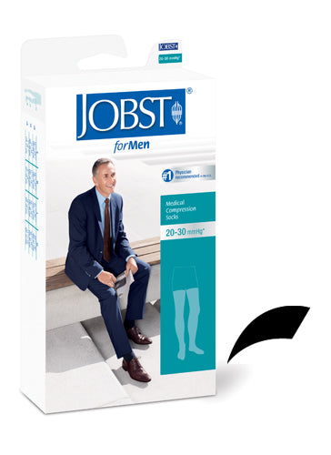 Jobst for Men 20-30 mmHg Thigh-High Compression Stockings - Large Black