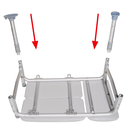 Padded Transfer Bench with Adjustable Height and Pinch-Free Assembly, Gray