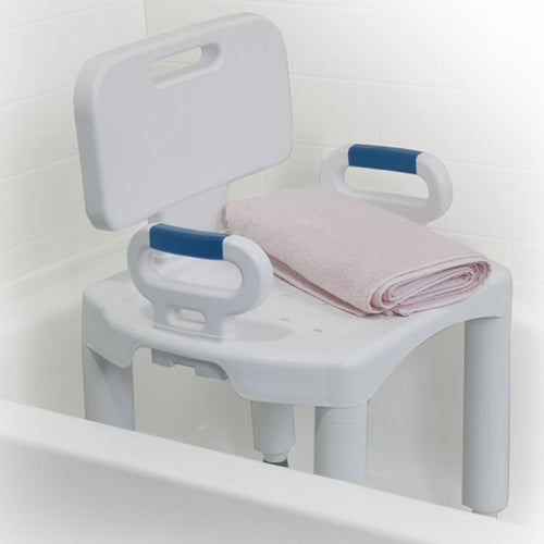 Bath Bench Premium Series with Back and Arms, Tool-Free Adjustable Height, 350 lb Capacity