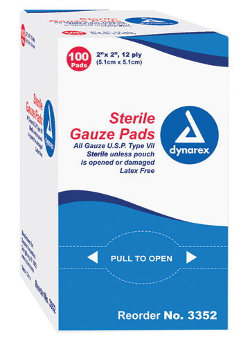 Sterile Gauze Sponges 3x3 12-Ply - 100 Count Box - Highly Absorbent Wound Care