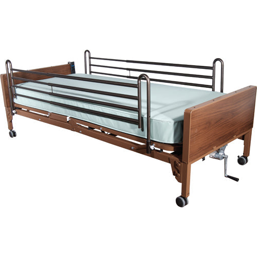 Adjustable Full Length Hospital Bed Rails - Universal Fit, Brown Vein Finish (Pair)