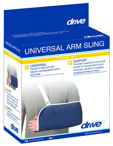 Universal Arm Sling - Poly-Cotton, Adjustable, Navy Blue - 17" x 9" Pouch
