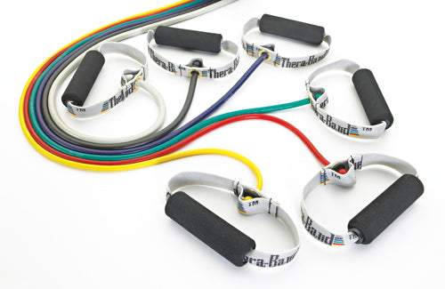 TheraBand Silver Resistance Tubing with SoftGrips - Super Heavy Exercise Cord 50"