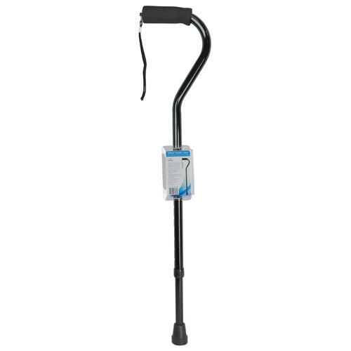 Blue Jay Soft Foam Offset Handle Cane, Black, Adjustable Aluminum Walking Cane with Wrist Strap