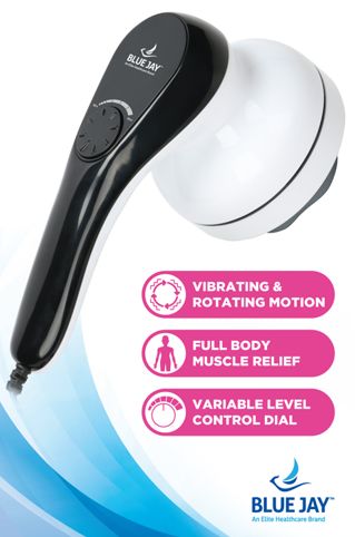 Blue Jay Handheld Corded Massager for Deep Muscle Relief - Includes 4 Massage Heads