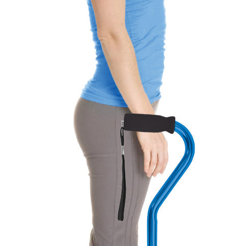 Blue Jay Blue Offset Cane with Comfort Foam Handle, Adjustable Aluminum Walking Stick