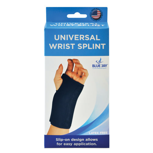Blue Jay Black Universal Wrist Splint - Adjustable, Comfortable Support for Right or Left Hand