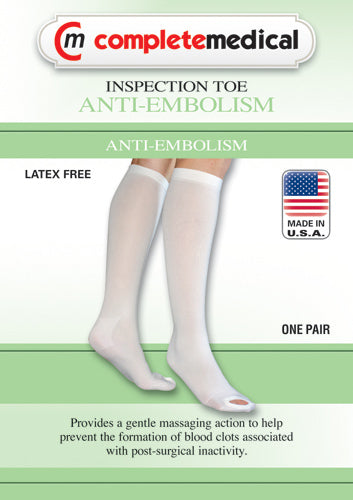 Anti-Embolism Stockings XL Long 15-20 mmHg, Inspection Toe, Below Knee, White
