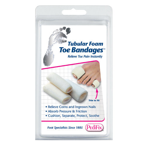 Tubular-Foam Toe Bandages for Corns, Ingrown Nails, Overlapping Toes - SM (2 packs of 3)