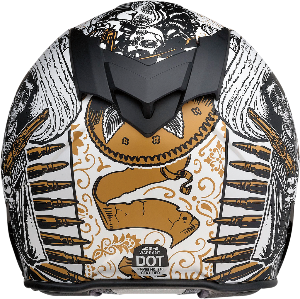 Z1R, Z1R Warrant Helmet Sombrero - White/Gold XL | Injection Molded Polycarbonate Shell & Drop-Down Sun Visor