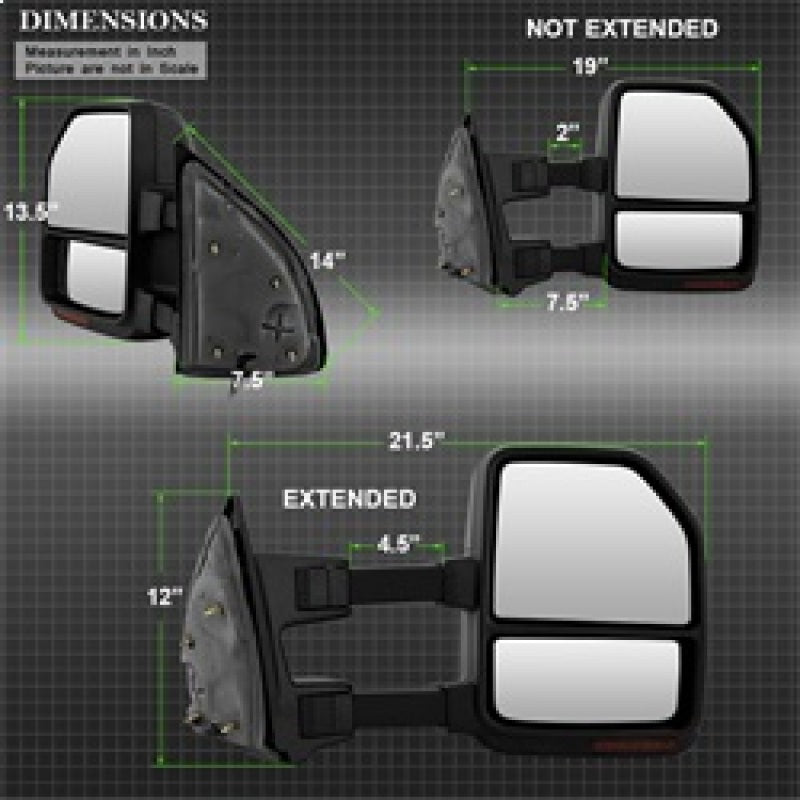 SPYDER xTune 08-15 Ford Super Duty LED Telescoping Manual Mirrors - Smk (Pair) (MIR-FDSD08S-G4-MA-RSM-SET) 9943119