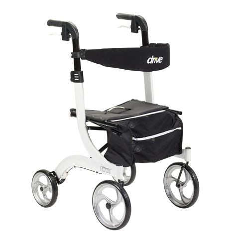 Nitro Euro-Style Rollator Walker, Black, 10" Casters, Foldable, with Storage Bag