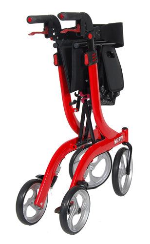 Nitro Euro-Style Rollator Walker, Black, 10" Casters, Foldable, with Storage Bag