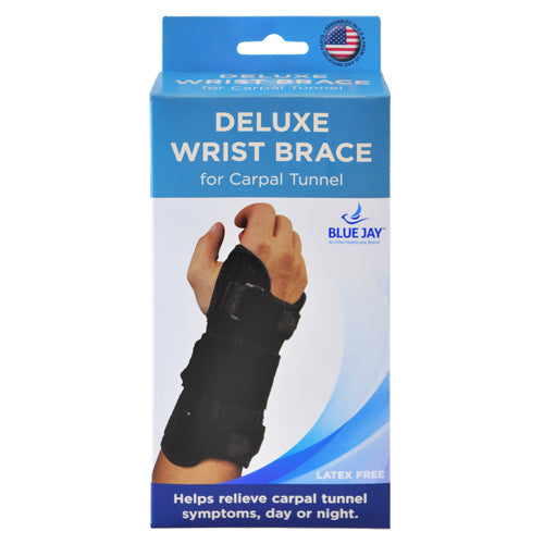 Blue Jay Deluxe Wrist Brace for Carpal Tunnel - Left Hand L/XL - Black
