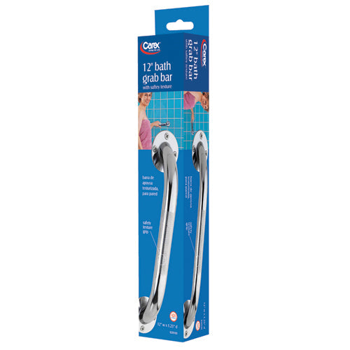 Carex 16-Inch Textured Chrome Grab Bar - Heavy Duty Steel, 250 lb Capacity