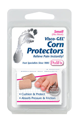 Visco-Gel Corn Cushions - Large Fabric Sleeves, Vitamin E Moisturizing, 2 Count
