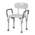 Adjustable Height Bath Bench with Back and Removable Padded Arms - 300 lbs Capacity