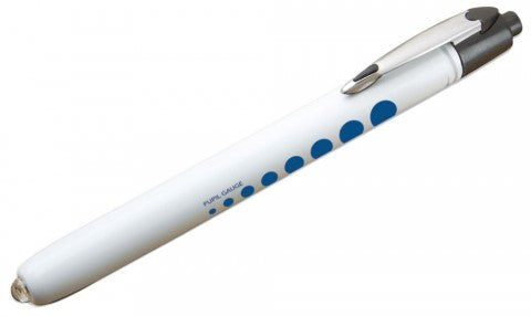 Metalite White Penlight with Pupil Gauge - Reusable Diagnostic Pen Light, Batteries Included