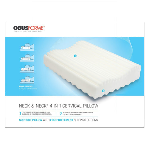 ObusForme 4-in-1 Cervical Pillow – Contoured Ergonomic Support with Adjustable Heights & Surfaces
