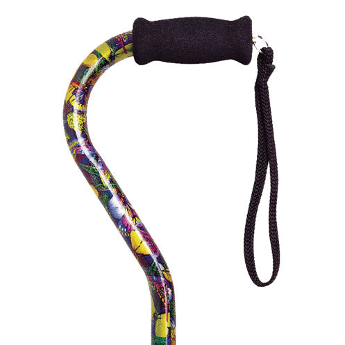 Butterfly Offset Handle Aluminum Cane - Adjustable Walking Stick, 300 lbs Capacity