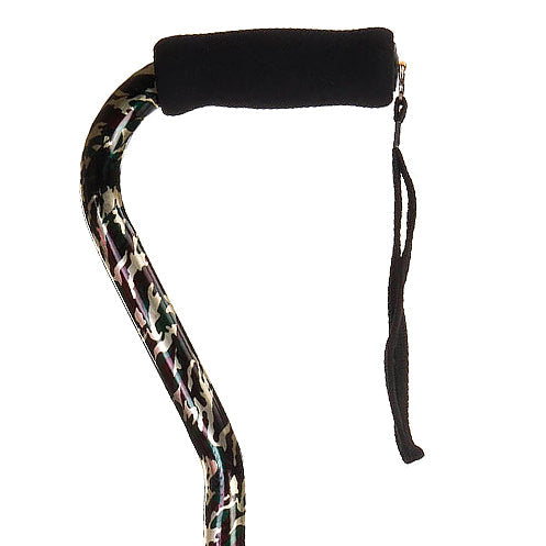 Black Camo Offset Aluminum Cane with Hypalon Grip, 300 lbs Capacity