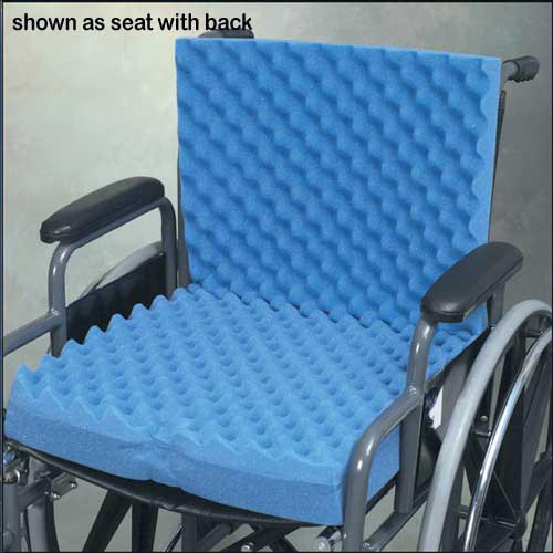 Wheelchair Cushion with Back Support - Blue Polycotton, Pressure Relief 18x16x2 Inch