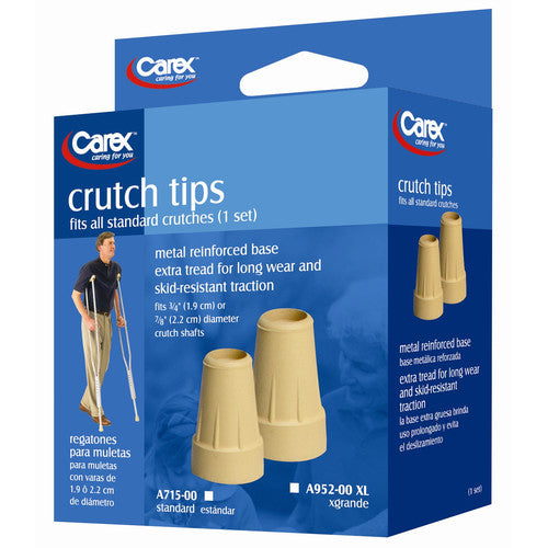 Carex X-Large Crutch Tips - Durable, Skid-Resistant Replacement - 6 Pair Case