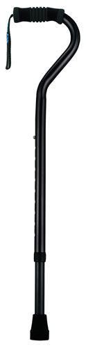 Adjustable Offset Walking Cane - Lightweight Aluminum, Comfortable Grip - Black