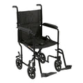 Lightweight Transport Wheelchair, Black, 17" Seat - Aluminum Frame, Foldable