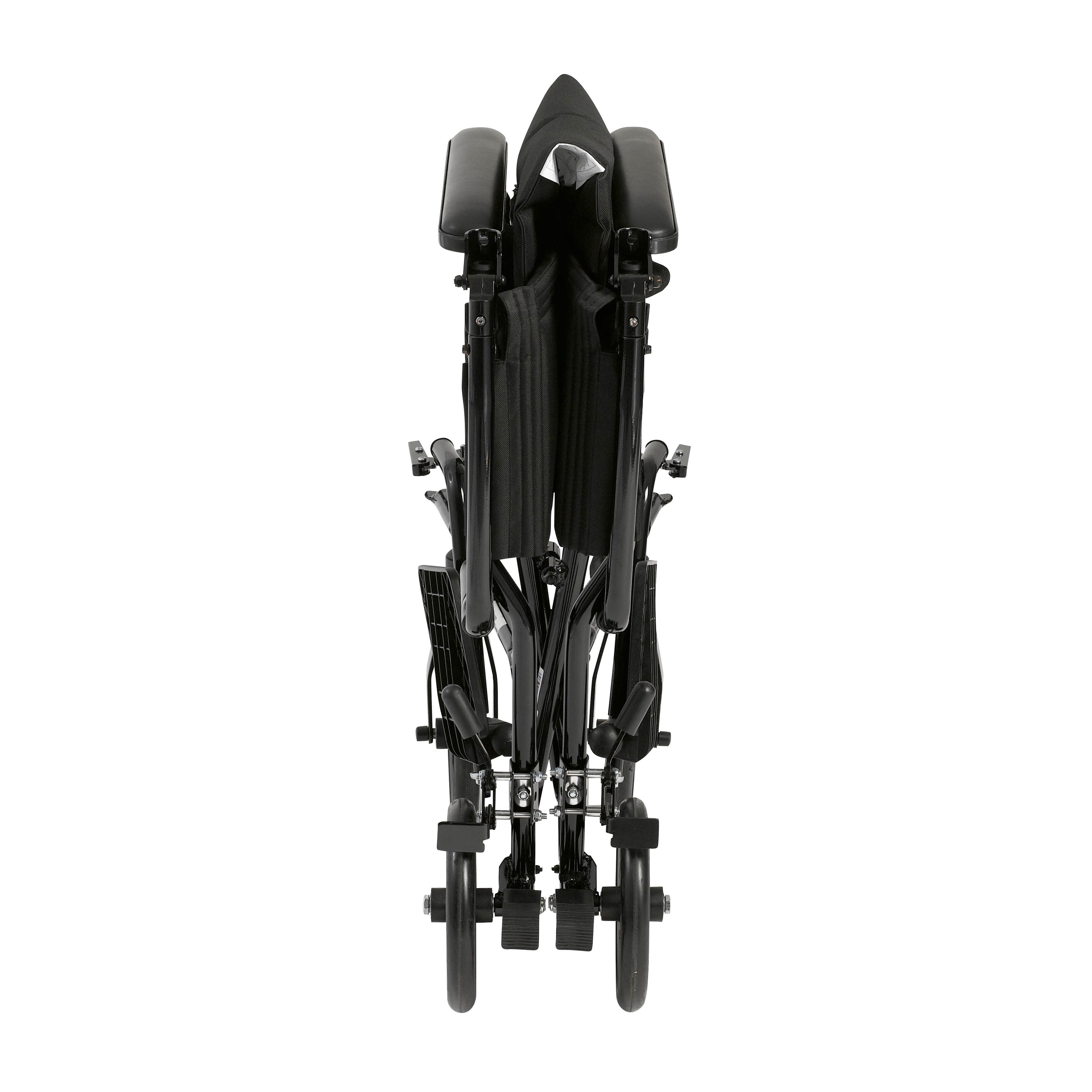 Lightweight Transport Wheelchair, Black, 17" Seat - Aluminum Frame, Foldable