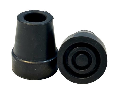 Cane Tips - 3/4 Inch Black Rubber Replacement Pair - Durable & Stable Walking Stick End Caps