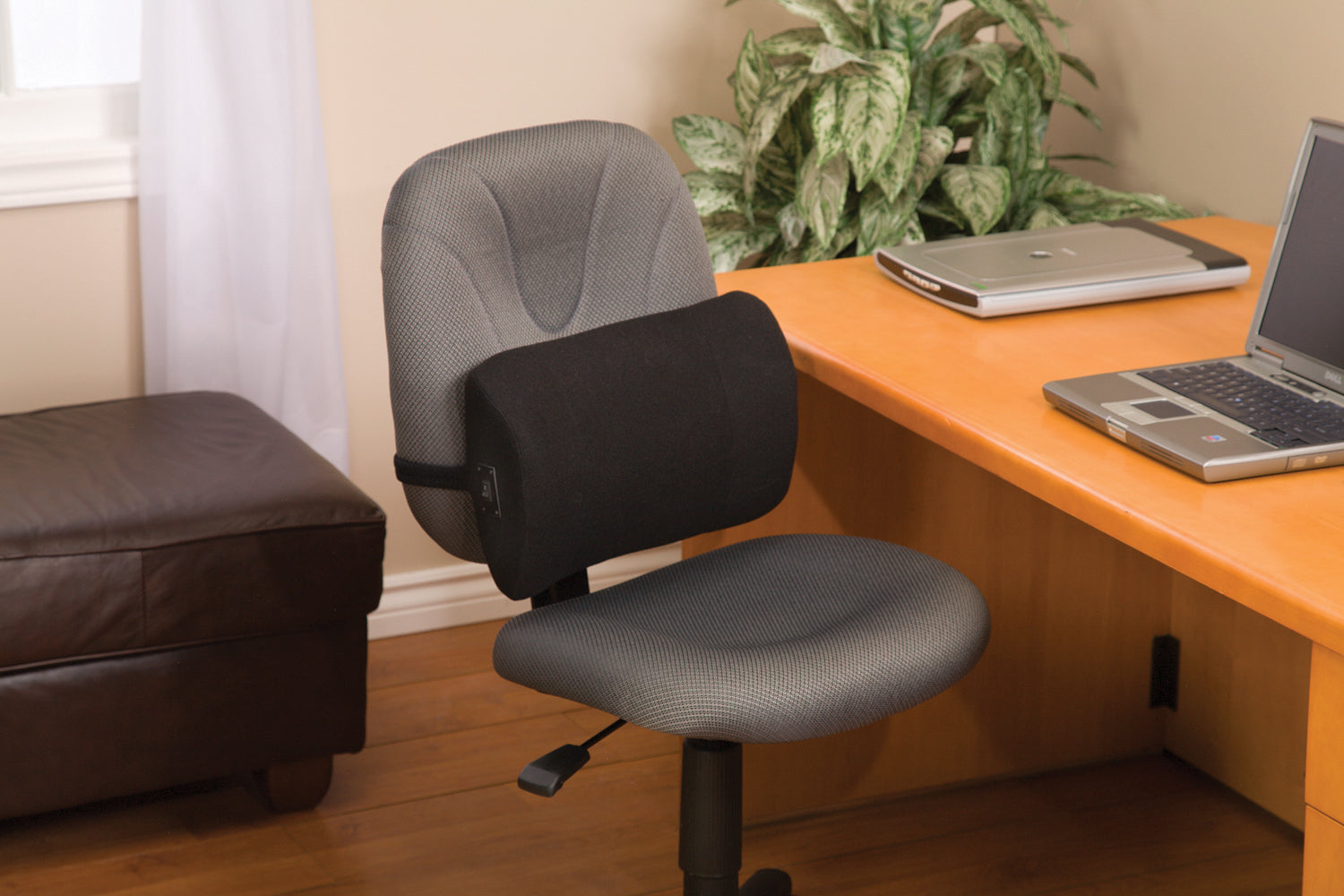 Obusforme Lumbar Support with Massage - Black - Portable Back Cushion for Home, Office, Car