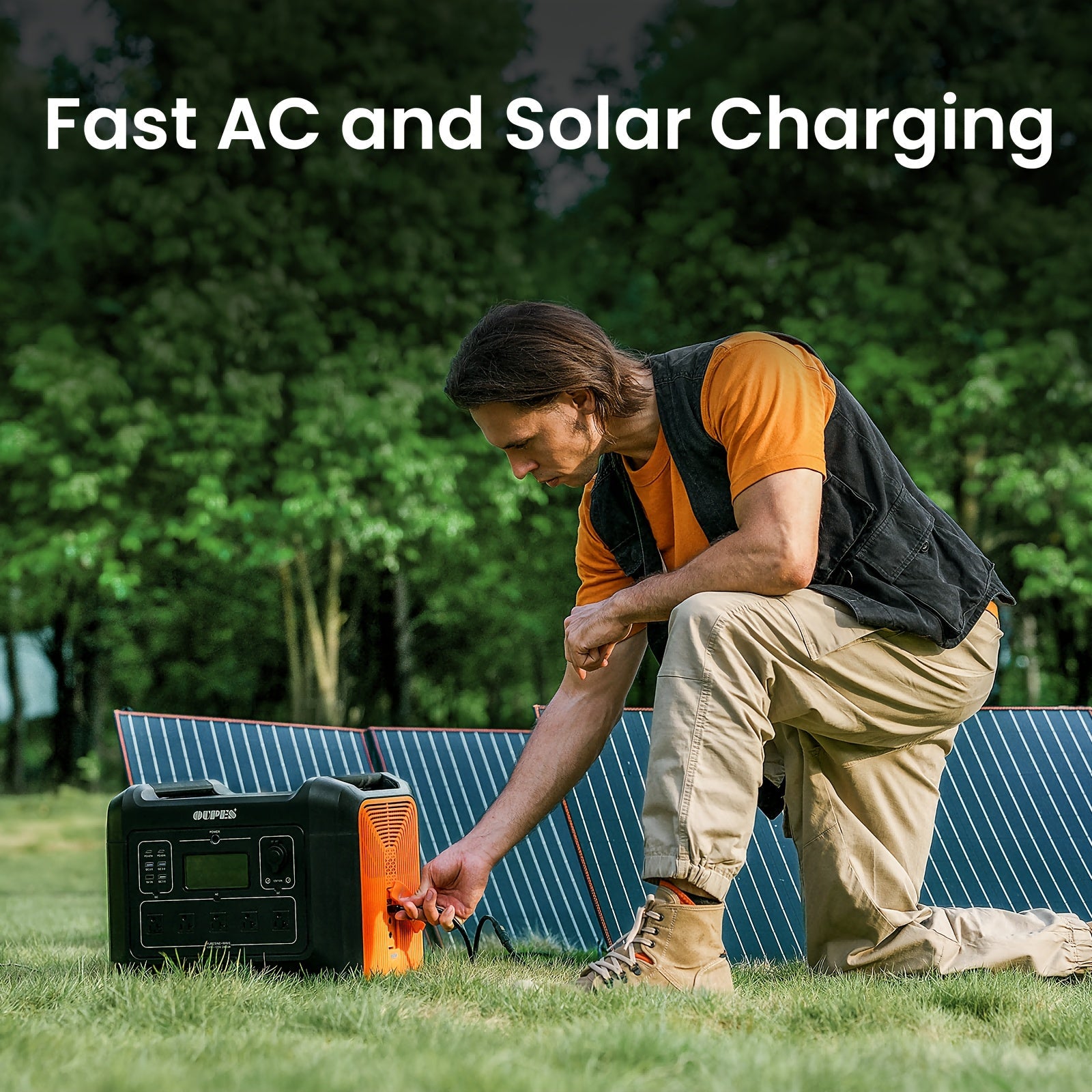 OUPES 2400W 2232Wh Portable Power Station, Solar Powered Generator with 5 AC Outlets (5000W Peak), Emergency LiFePO4 Battery UPS Generator for Home Backup, Outdoor, Camping, RV, Bundles, 240W-960W Solar Panel Optional