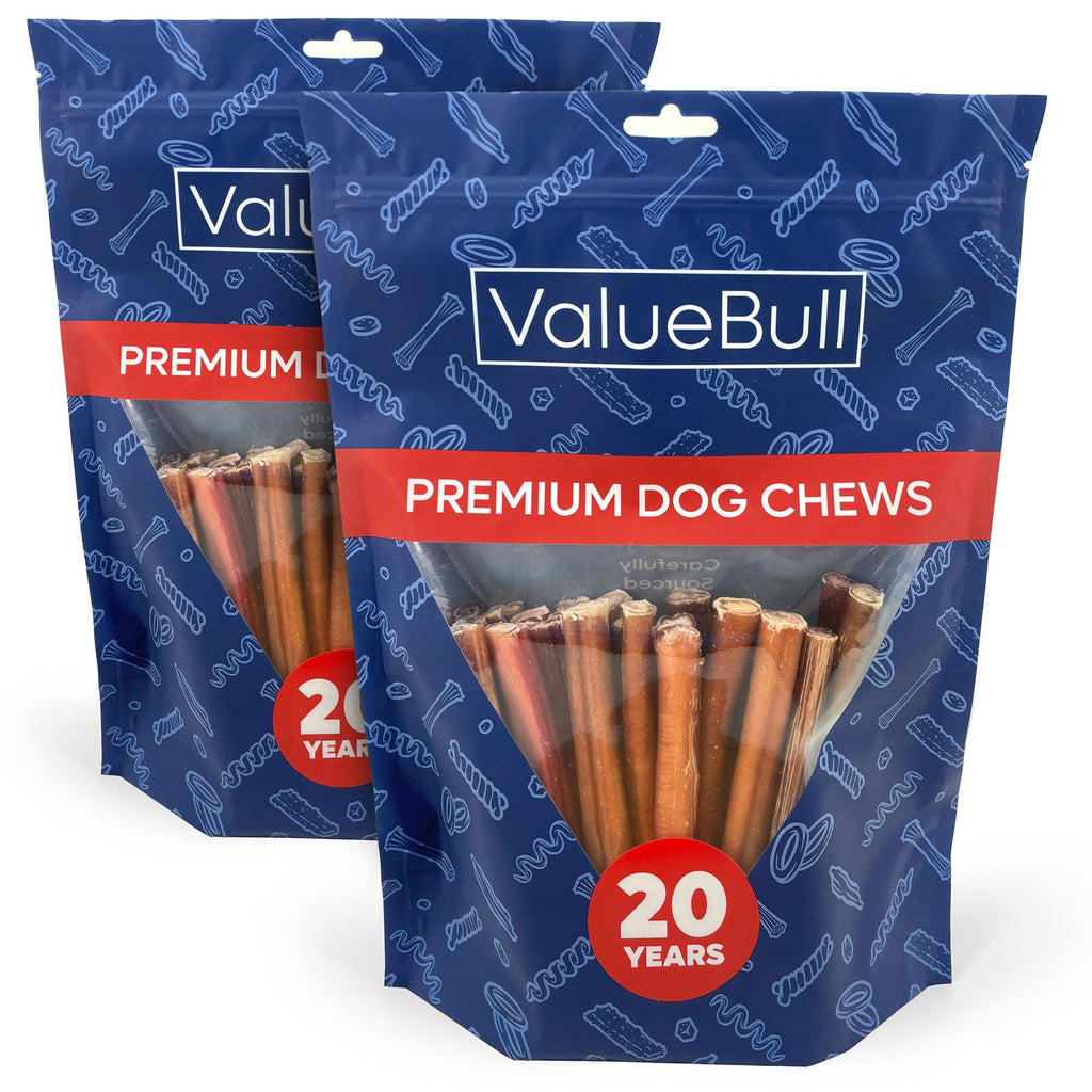 ValueBull Bully Sticks for Large Dogs, Thick 6 Inch, 50 Count