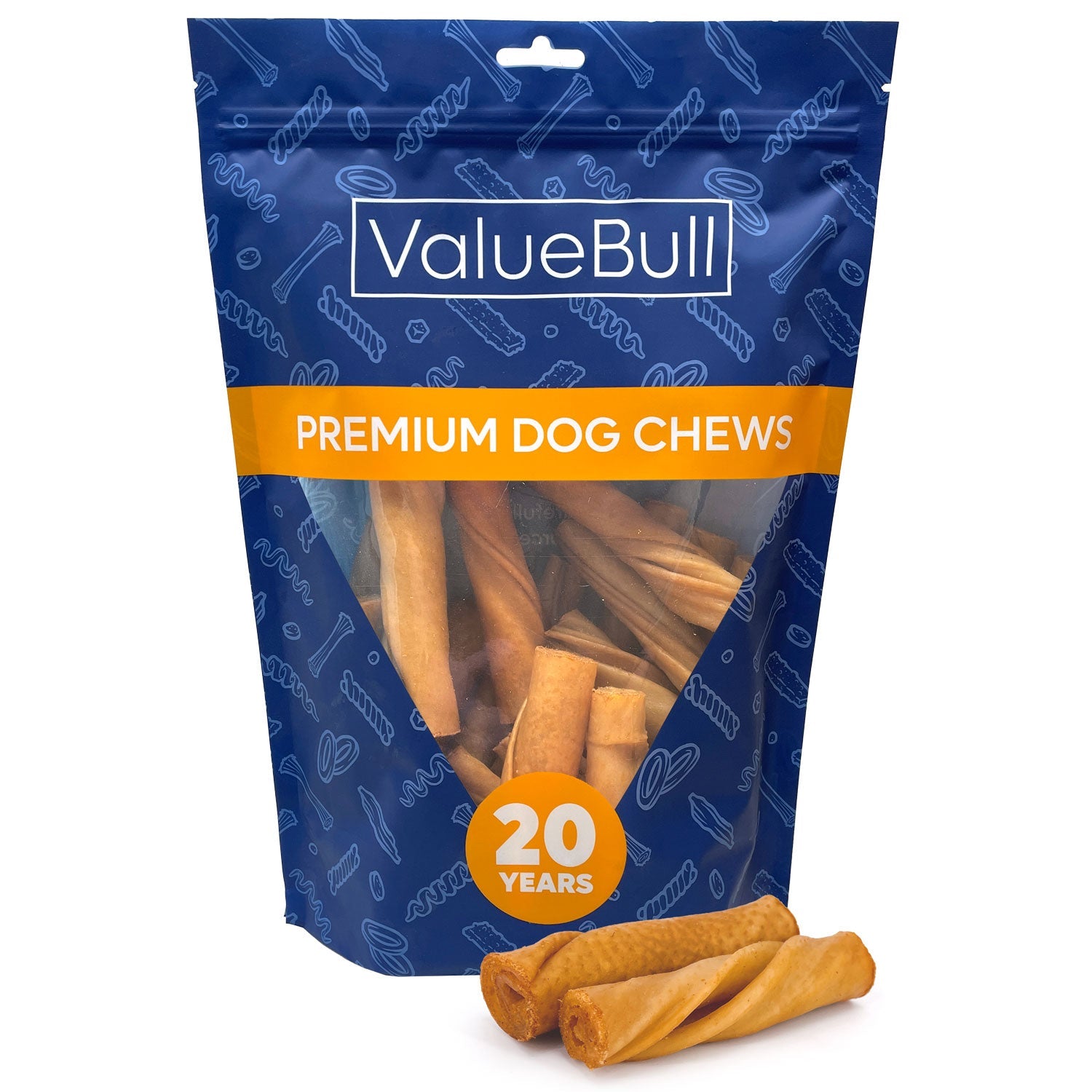 ValueBull USA Pig Skin Twist Rolls for Dogs, 4-5 Inch, Smoked, 25 Count