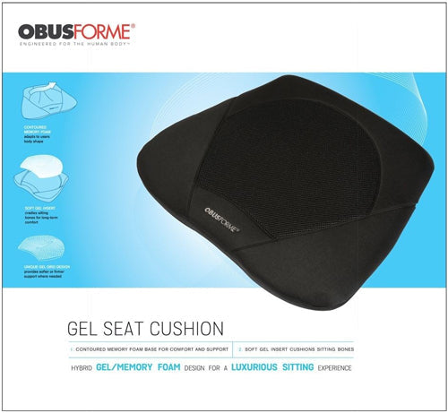 ObusForme Gel Seat – Chair & Wheelchair Cushion, Cooling Mesh, Memory Foam, 18” x 17” x 2”
