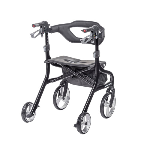 Nitro Sprint Rollator Black - Lightweight, Foldable Mobility Walker with Slow-Down Brake & 350 lb Capacity, 19 lbs