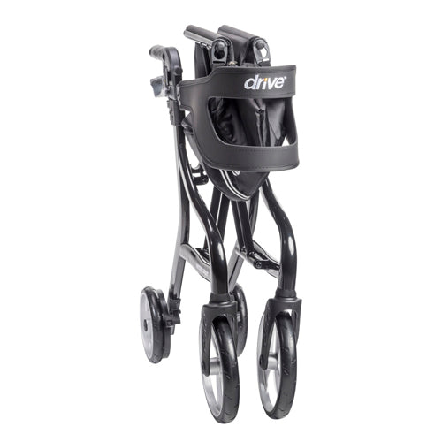 Nitro Sprint Rollator Black - Lightweight, Foldable Mobility Walker with Slow-Down Brake & 350 lb Capacity, 19 lbs