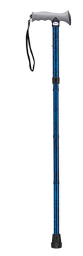 Folding Cane with Gel Grip - Blue Crackle Aluminum Adjustable Walking Stick