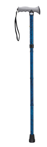 Folding Cane with Gel Grip - Blue Crackle Aluminum Adjustable Walking Stick