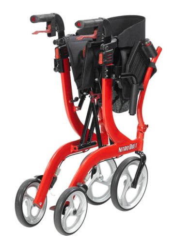 Nitro Duet Rollator & Transport Wheelchair Combo, Red