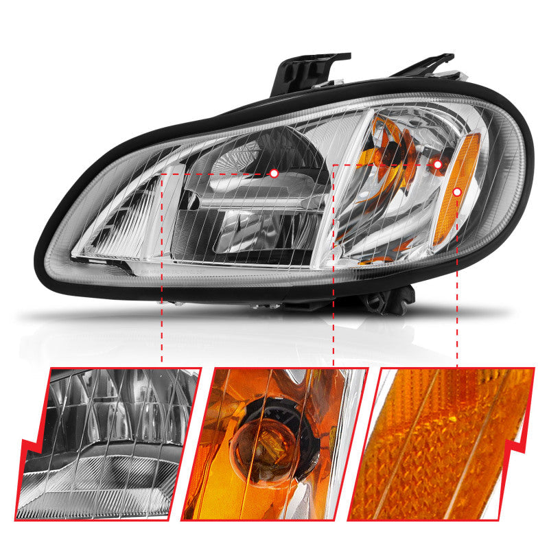 ANZO 2002-2014 Freightliner M2 LED Crystal Headlights Chrome Housing w/ Clear Lens (Pair) 131031