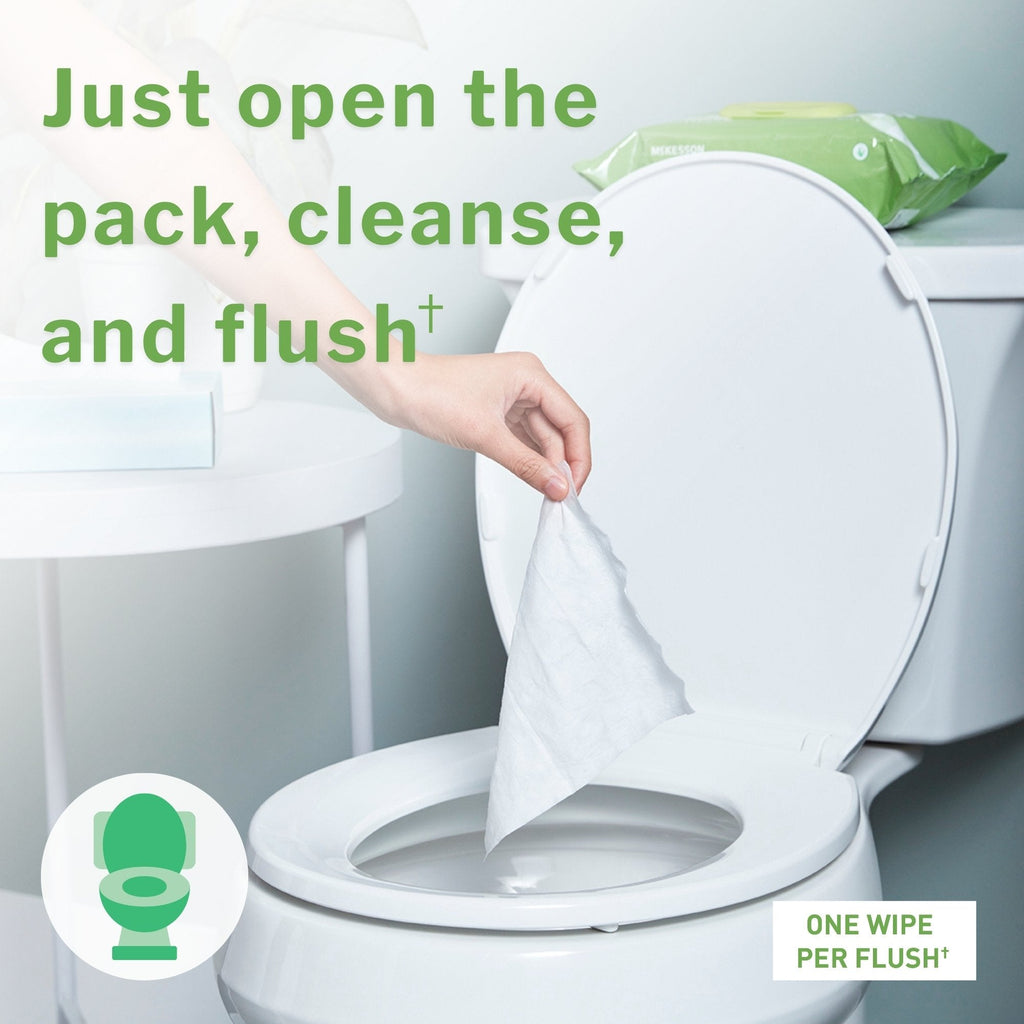 McKesson Flushable* Wet Wipes - Unscented, 48 Wet Wipes per Pack FLU48