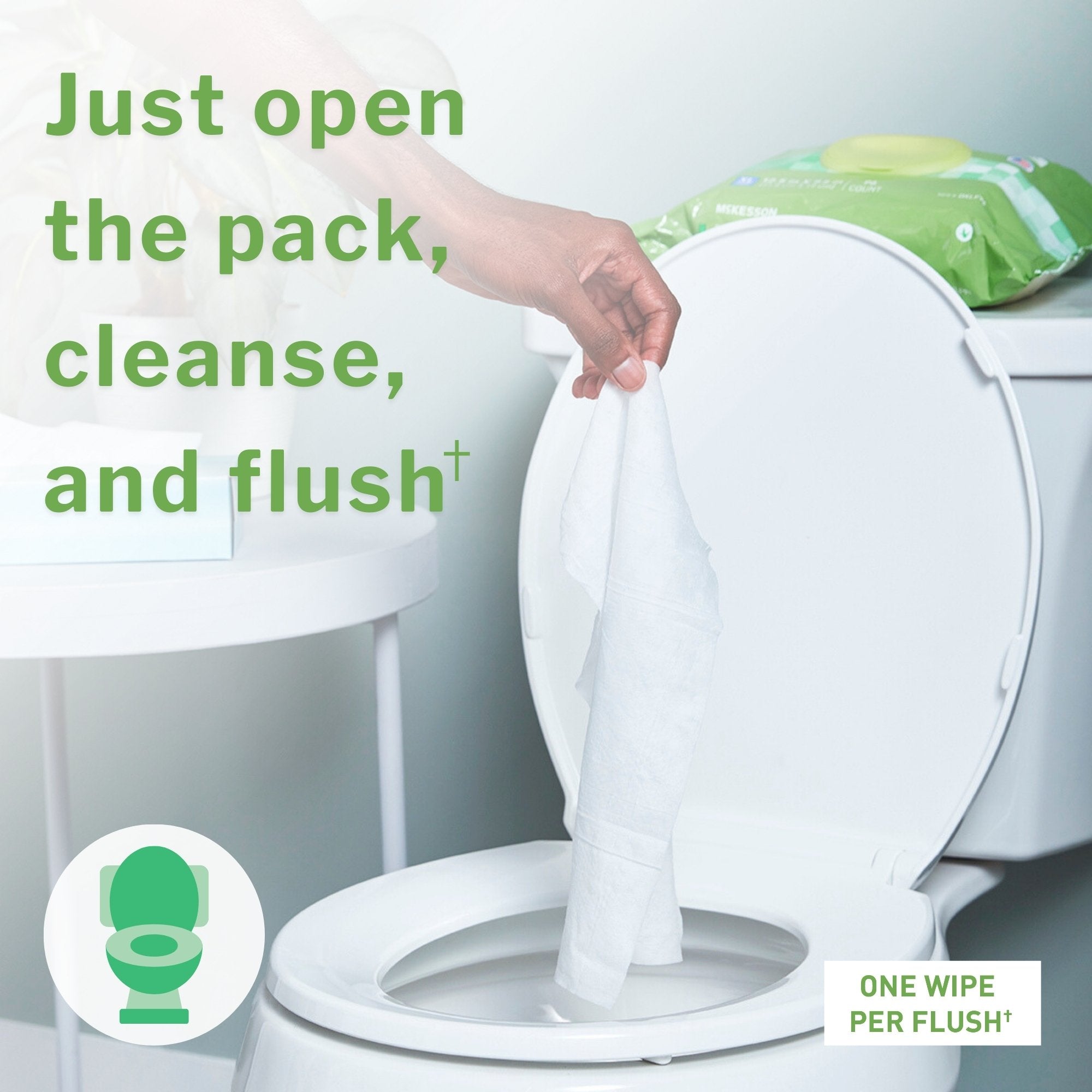 McKesson Flushable* Wet Wipes XL - Unscented, 48 Wipes per Pack DXLU48