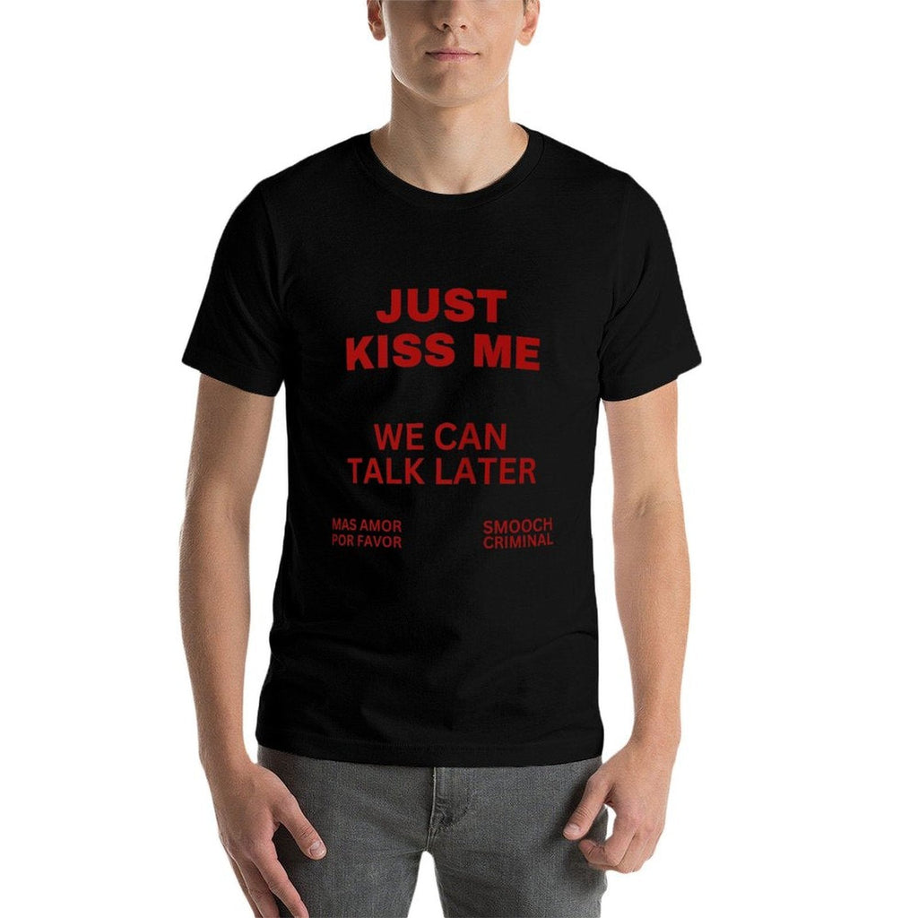 Just Kiss Me Cute Valentines Day Lover  Heathered Texture T-Shirt